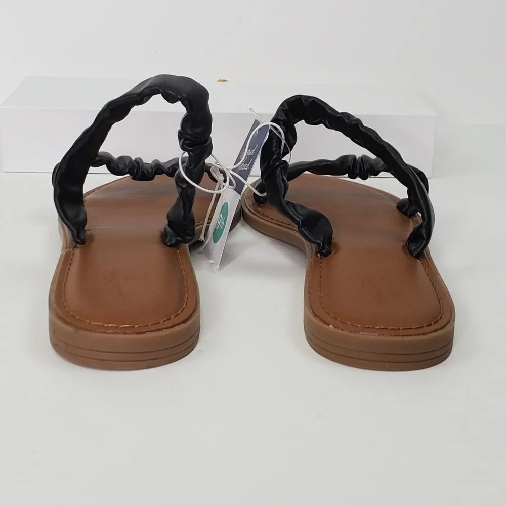 Universal Thread Black Brown Willow Slip-On Slide-On Flat Sandals NWT Size 9 1/2